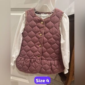 Aspen Pink Quilted Vest with Beige Long Sleeve